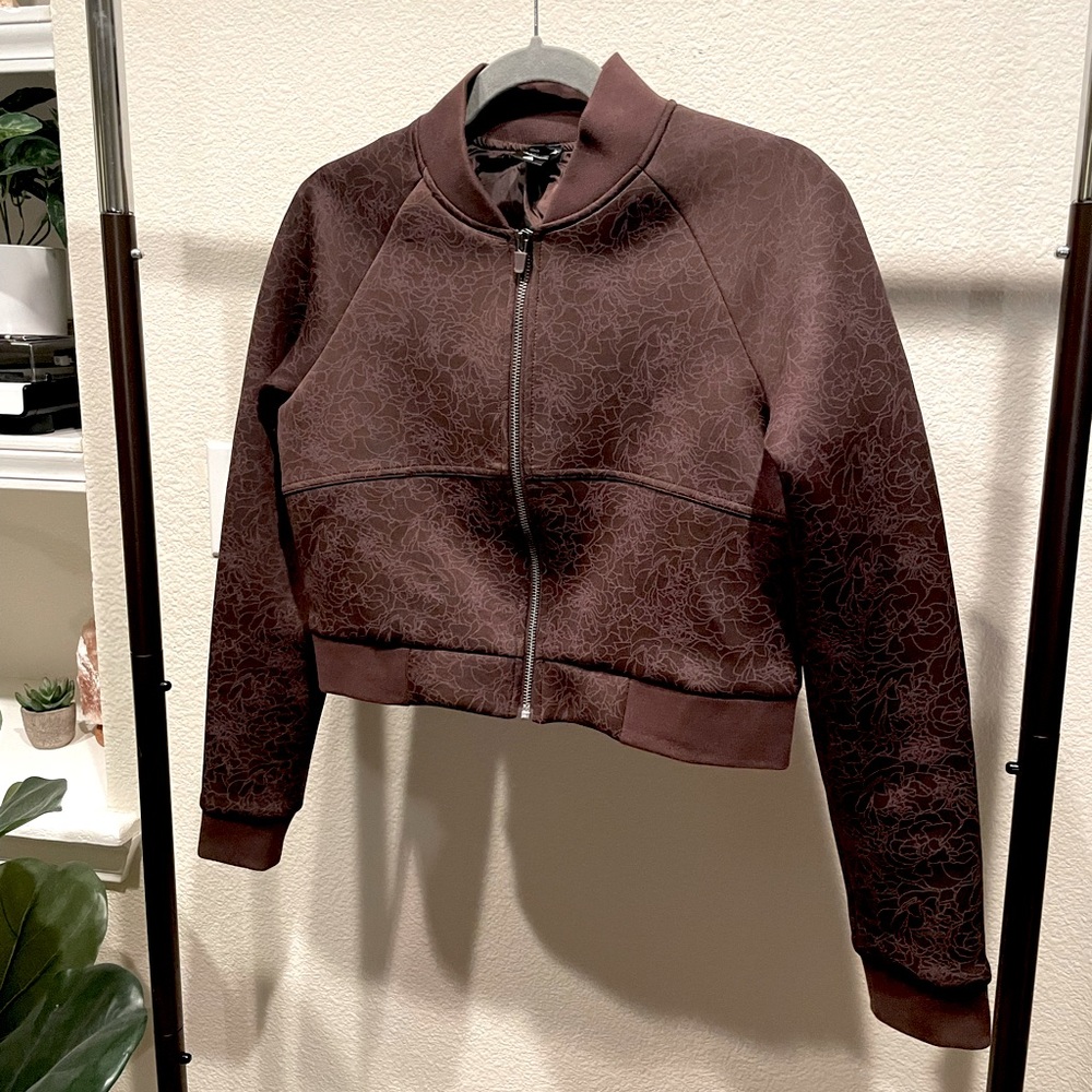 Brown (with tan floral) Bomber Jacket | Balance Athletica